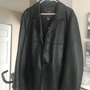 NWOT- COACH Man's Car Coat Black Leather